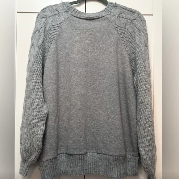 Women's Cable Knit Crew Neck Sweater - Green, White, Gray (ALL Size Lg) - Picture 3 of 8